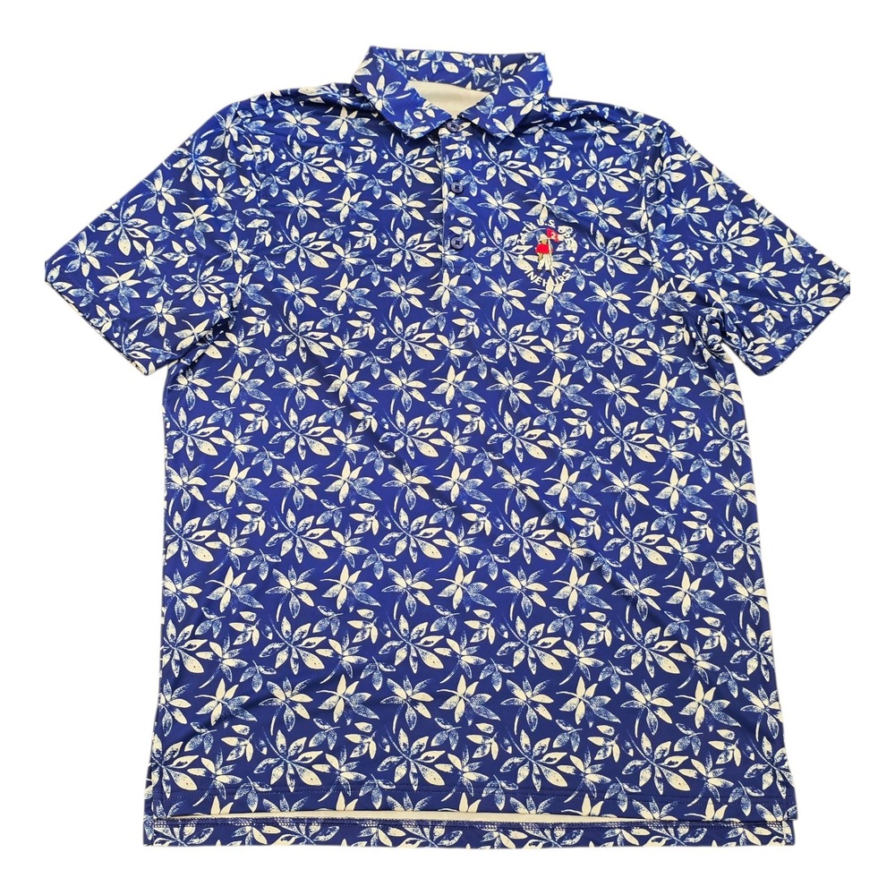 2024 US Open Golf Pinehurst Polo Mens Size Medium Blue Floral Performance Shirt